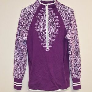 Athleta Jacquard Purple and White Sweater Size M